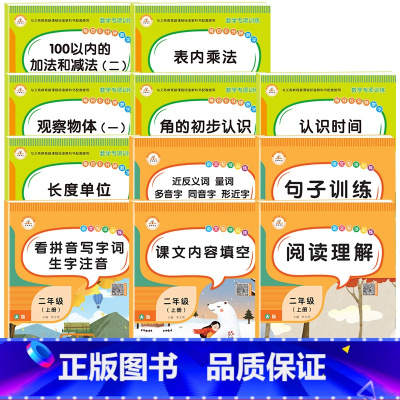 [全11本]语数专项训练 [正版]荣恒 小学二年级上册语文数学书同步专项训练全套课堂练习册人教版句子看拼音写字词近反义词