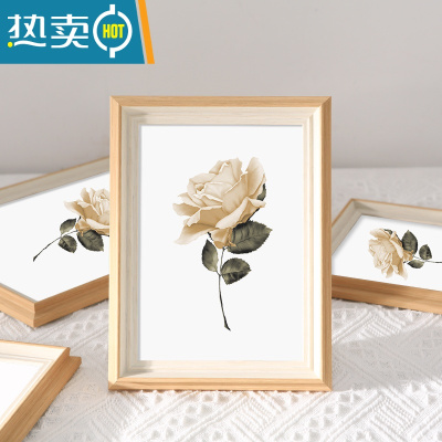 敬平北欧风相框摆台画框装裱挂墙定制6寸7七寸情侣相册带框架打印照片 北欧款-清新米黄 11寸摆挂[可放30.2*20.3