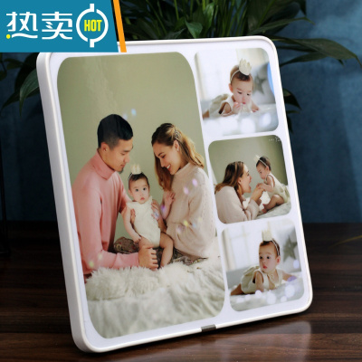 敬平儿童宝宝照片摆台组合拼图相框定制带相框来图定做全家福影楼相册 一大三小 60X60厘米