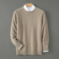 秋冬款羊毛圆领加厚男士羊毛衫长袖套头休闲毛衣商务大码针织打底
