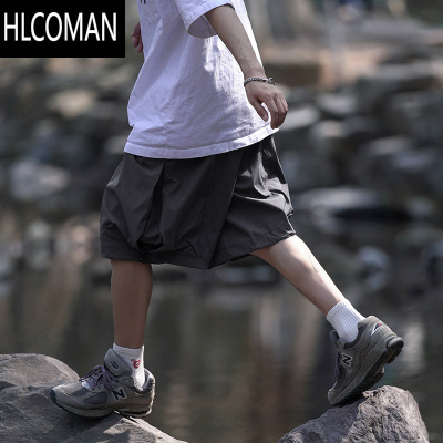 HLCOMAN日系工装短裤男夏季cityboy户外山系休闲五分裤宽松直筒阔腿裤子