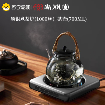 尚朋堂电陶炉煮茶壶玻璃烧水壶围炉煮茶器养生壶2025新款泡茶专用水壶墨银-藤壶套装