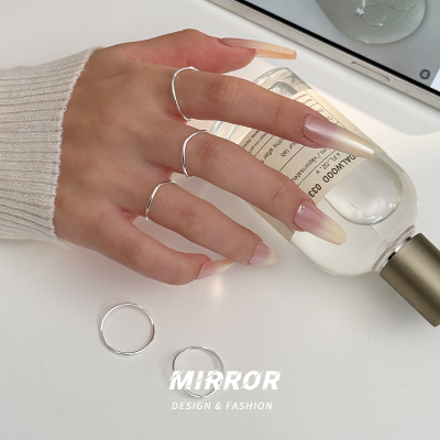 925纯银简约素圈戒指女指环尾戒简约时尚个性高级感小众潮送女朋友老婆情人节七夕生日礼物