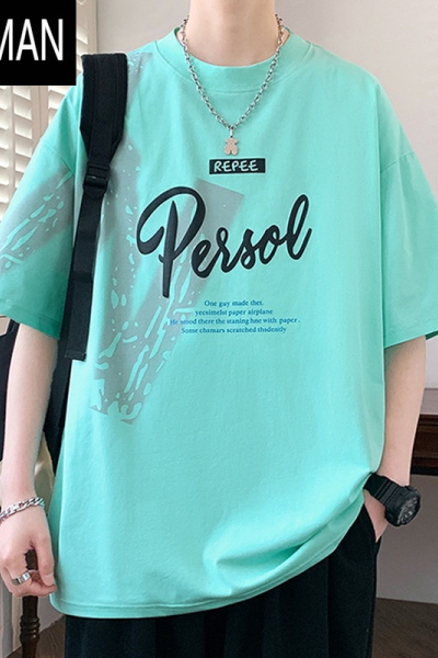 HLCOMAN2024新款青少年短袖t恤男潮流夏季高初中学生帅气大童夏装上衣服