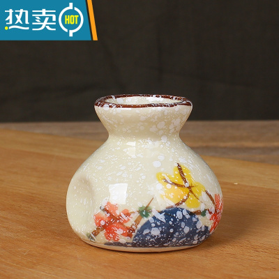 敬平简约釉下彩陶瓷牙签筒家庭餐厅火锅干冰小瓶子收纳盒饭店日式盅 清彩布袋牙签筒