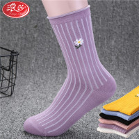 浪莎袜子女士纯棉秋初冬厚款高筒提花堆堆袜潮街头ins潮长筒袜2双