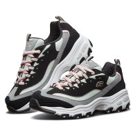 斯凯奇女鞋低帮熊猫鞋轻便运动鞋防滑休闲鞋厚底增高老爹鞋 13143-BKGY