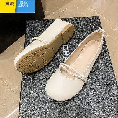 聚范仙女鞋温柔单鞋女夏季2024新款平底百搭配裙子晚晚鞋一脚蹬豆豆鞋