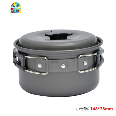 4-5人加厚炉头锅具套装便携式不粘锅 户外多人野餐野营套锅DS-500 FENGHOU 单个中号锅(送网兜)