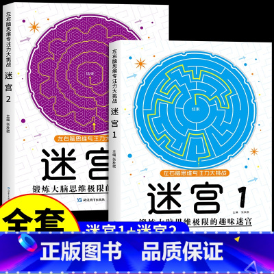 [全套2册]迷宫①+② [正版]抖音同款魔线专注力训练左右脑开发思维训练书迷宫书籍幼儿园高难度小学生2-3一6-7-8-