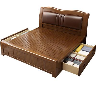 臻远 ZY-SMC-141 实木床 1.8*2.0米抽屉高箱 单位:1张