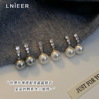 925纯银针施家珍珠精致闪钻耳钉女轻奢高级感耳环2025新款潮耳饰送女朋友老婆情人节七夕生日礼物