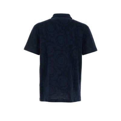 Versace男士短袖尖领纽扣棉质休闲T恤