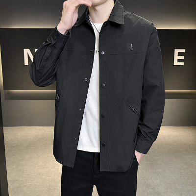 男装穿搭春秋季新款男士夹克外套休闲百搭年翻领男帅气百搭