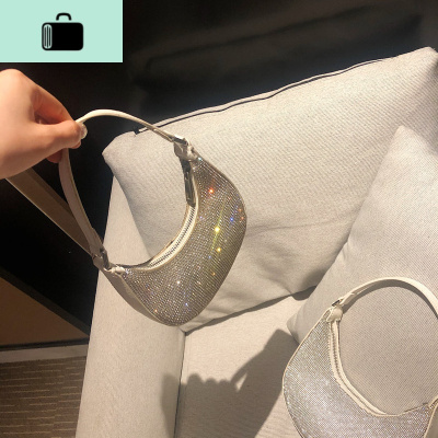 程牙伢 2020新款七彩水钻亮片手拎包 时尚百搭单肩斜挎链条小包女NEW LAKE女斜挎包