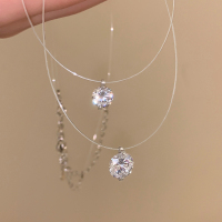 蛮好的人生胡曼黎同款人鱼之泪项链夏日锆石纯银鱼线锁骨链女高级送女朋友老婆情人节七夕生日礼物