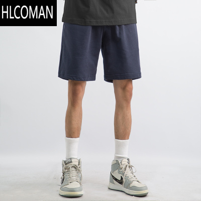 HLCOMAN2024夏季新款宝蓝色短裤日系宽松百搭藏青色五分裤休闲5分运动裤
