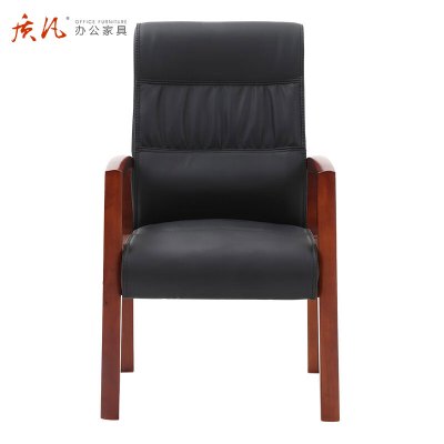 质凡办公椅子培训椅实木职员电脑椅四脚椅靠背椅橡木耳朵椅带扶手