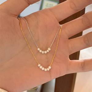s925纯银天然淡水珍珠项链女配饰日常叠戴毛衣链秋冬百搭颈链送女朋友老婆情人节七夕生日礼物