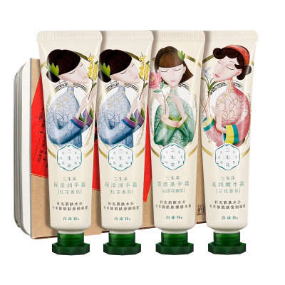 (PECHOIN)百雀羚三生花护手霜套装四件套 兰花40g+桂花40gx2+山茶花40g 滋润营养,保湿补水