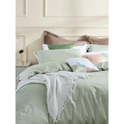 家柏饰(CORATED)家纺床上用品全棉床单被套100支缎纹家用双人床四件套绿妍