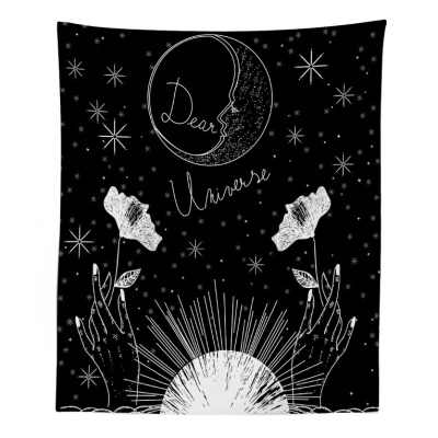 美帮汇欧美星象太阳星星月亮床头卧室墙壁装饰挂毯墙挂布桌布背景布挂画 图四150高*130宽(送星灯+钉)