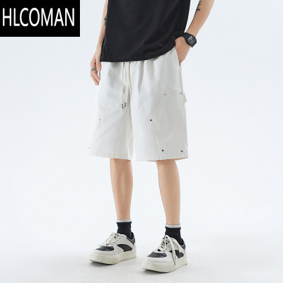 HLCOMAN51嘻哈ins欧美潮牌拼接工装短裤男生复古宽松户外机能五分裤夏季