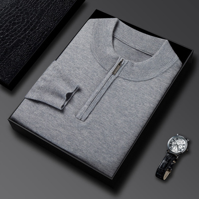 年冬季新款半高领毛衣男加厚长袖中年轻熟休闲套头男士羊毛衫