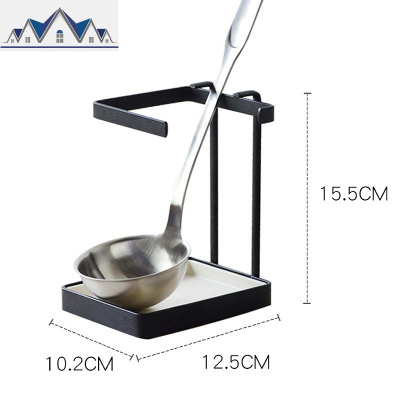厨房置物架坐式汤勺锅盖架勺子座防溅水收纳沥水带接水盘置物架子 三维工匠
