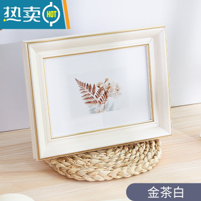 敬平相框摆台洗照片相册框架6 7 8寸10定制相片制作打印加摆件5拍立得 金茶白 7寸(♥送同款)