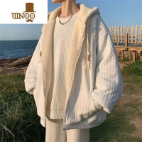 YANXU羔绒棉衣外套男加绒连帽港风潮牌宽松保暖棉袄百搭棉服潮