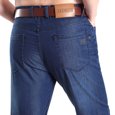 JEEP吉普男士牛仔裤男天丝棉休闲宽松直筒大码中年春季薄裤子