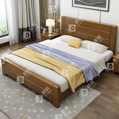 居将 JJ4012004 胡桃色实木床单人床宿舍公寓床 1.2米单床含1个床头柜