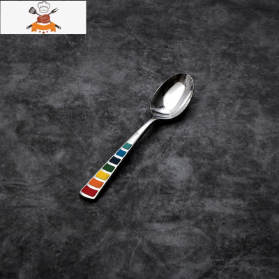 西餐刀叉套装家用不锈钢牛排刀叉勺子四件套七彩珐琅式西餐餐具 敬平 珐琅小勺