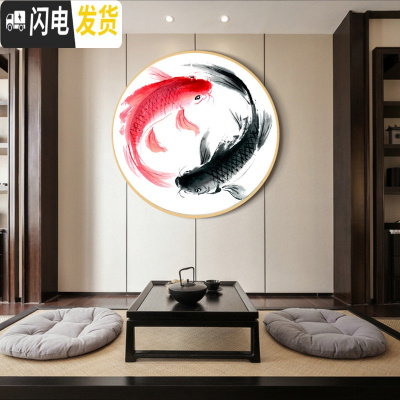 三维工匠年年有余十字绣2019新款线绣小件客厅卧室小幅简单绣挂件新手鲤鱼 满绣[棉线4股]50x50cm安格古绢