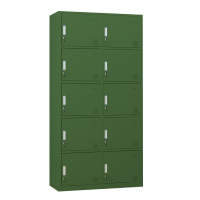 DXBG铁皮更衣柜宿舍储物柜钢制内务柜制式绿皮衣帽柜子绿色10门更衣