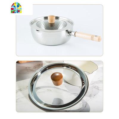 雪平锅不锈钢产木柄汤锅熬糖煮泡面奶锅YH6753 FENGHOU 20cm送盖