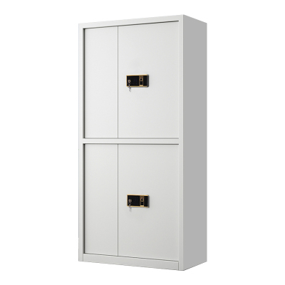 乙壬指纹电子保密柜钢制密码文件柜档案柜办公柜矮柜保密资料柜通双节白色:钥匙指纹锁