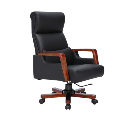慧采云 办公家具办公椅可躺老板椅大班椅书房椅实木脚实木扶手转椅靠背椅