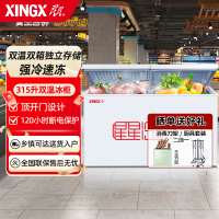 星星(XINGX) BCD-315JE 315升 卧式冷柜 冰柜 顶开门 商户好搭档 二级节能 加厚发泡层 双温双箱