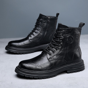 马丁靴男士潮款新款真皮冬季靴子男高帮工装靴加绒保暖男皮靴