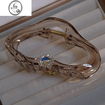 JiMi《勾勒优雅》银色简约闪锆百搭后脑勺发卡发大号抓夹鲨鱼夹发量多