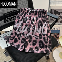 HLCOMAN潮牌豹纹海边沙滩短裤男生夏季休闲宽松直筒薄款冰丝速干五分裤子