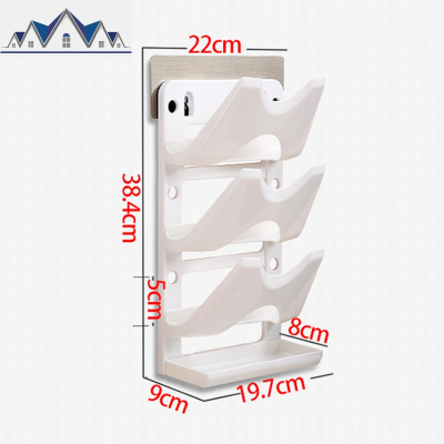 免打孔锅盖架厨房置物架带接水盘菜板粘板架创意壁挂层架收纳架子 三维工匠