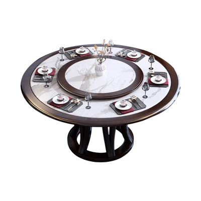 臻远 ZY5110220 岩板餐桌实木圆形餐桌椅组合1.8米圆桌12把餐椅