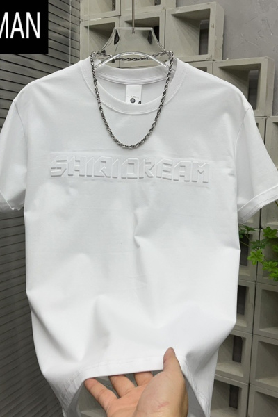 HLCOMAN美式复古新款夏季立体字母短袖T恤男圆领简约半袖打底衫百搭宽松t