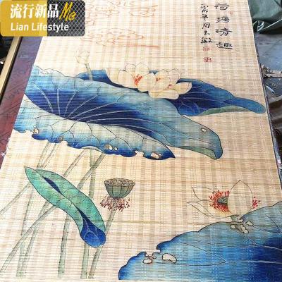 竹帘窗帘卷帘隔断装饰背景墙民宿茶室农家乐家庭阳台遮阳定制印花 三维工匠