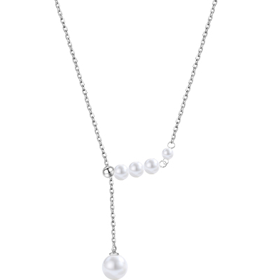 999纯银母贝珍珠流苏项链女锁骨链轻奢高级感简约抽拉颈链送女朋友老婆情人节七夕生日礼物