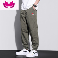 七斓潮流束脚九分运动裤子男士宽松薄款速干休闲裤冰丝哈伦男裤