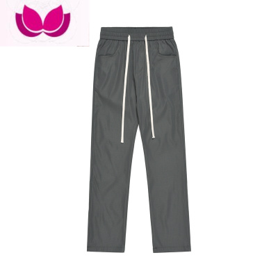 七斓美式潮牌高街风基础款百搭纯色简约休闲裤男抽绳飘带修身小脚裤子